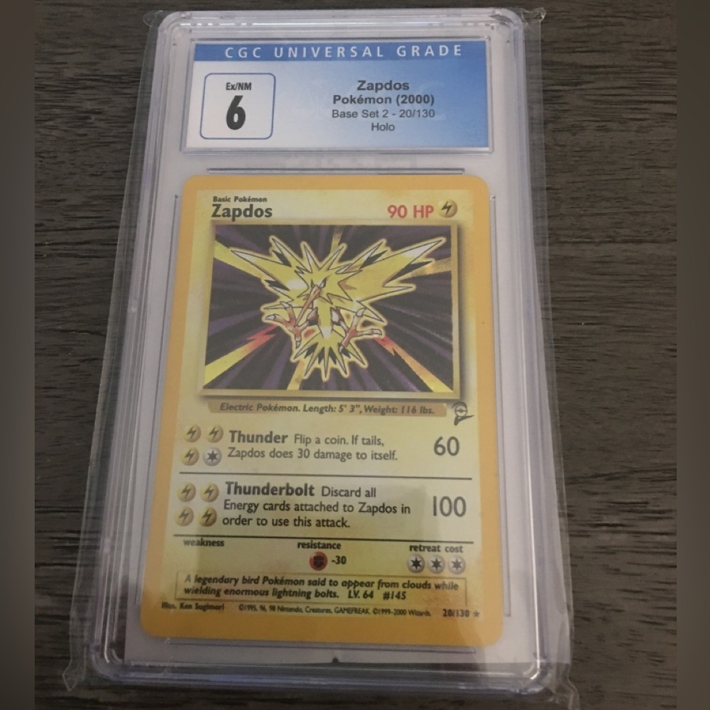 2000 Pokémon Zapdos Holo Trading Card - Yellow - CGC Graded 6